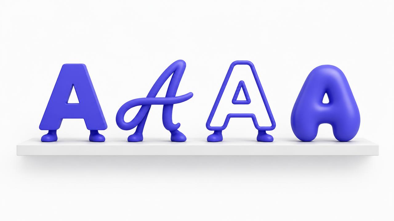 Flat illustration of alphabet letters in different decorative styles